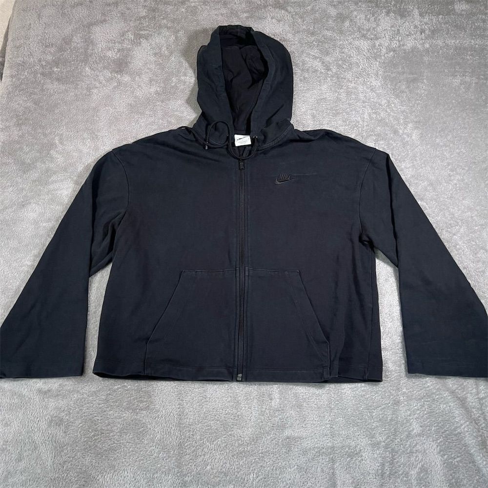Nike Men's Black Cotton‎ Solid Simple Jacket Size M Full-Zip Hooded Classic